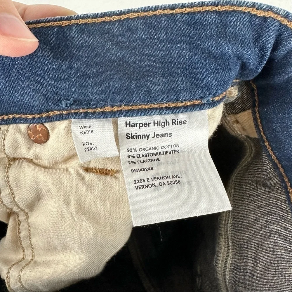 Reformation Neris Medium Wash Harper High Rise Skinny Jeans Size 28